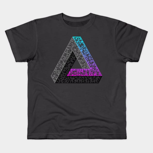 Impossible Triangle (Cyan Magenta Gradient) Kids T-Shirt by TRIME